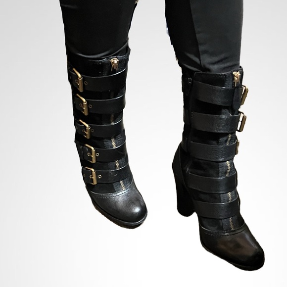 Marc by Marc Jacobs Buckle Leather Suede Moto Punk Rocker Boots Size US 7/37Eur - Picture 3 of 10